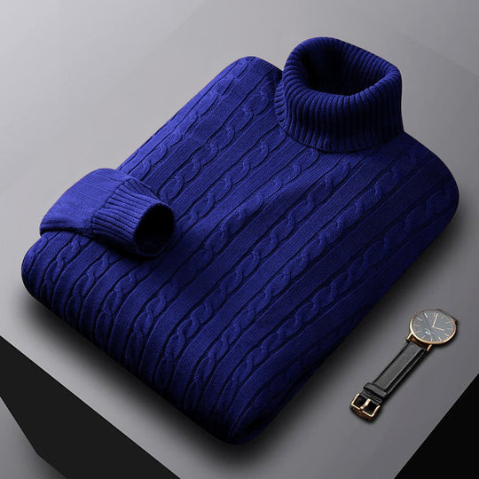 Herren nan grob gestrickter Rollkragenpullover mit Zopfmuster und wärmender Strickstruktur EB