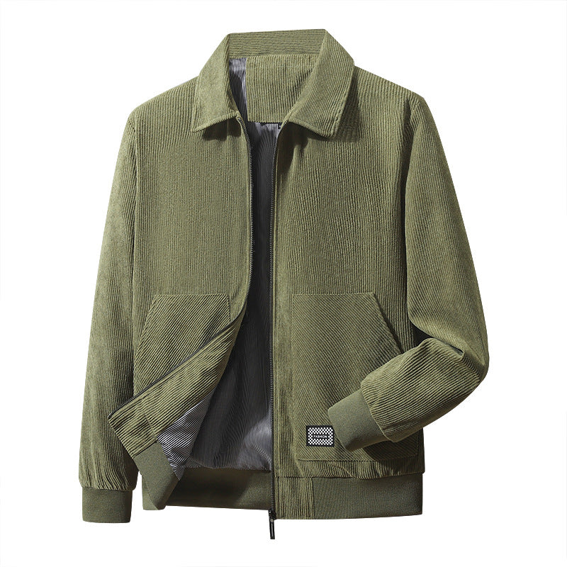 Herren strukturierter Freizeitblouson mit feinem Cordgewebe, gestreiftem Innenfutter und elastischem Saum EB