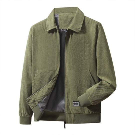 Herren strukturierter Freizeitblouson mit feinem Cordgewebe, gestreiftem Innenfutter und elastischem Saum EB