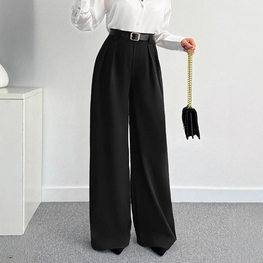 Damen Hochtaillierte Weitbein-Hose mit Gürtel EB