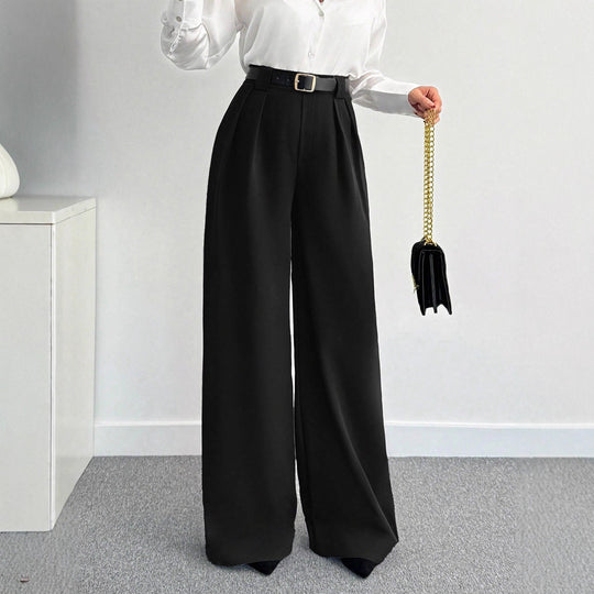 Damen Hochtaillierte Weitbein-Hose mit Gürtel EB