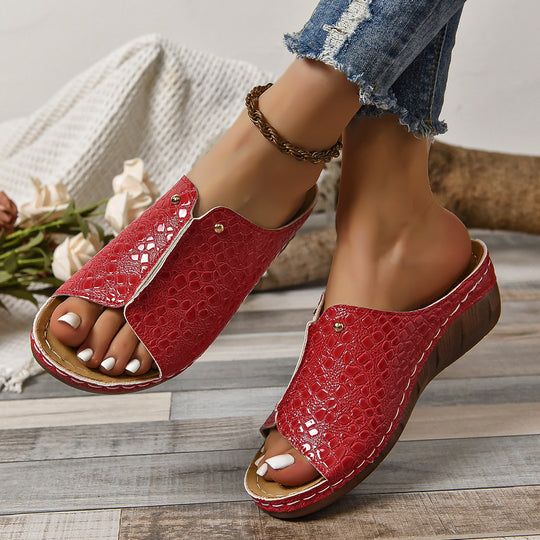 Damen Elegante Clogs mit Krokodilprägung EB