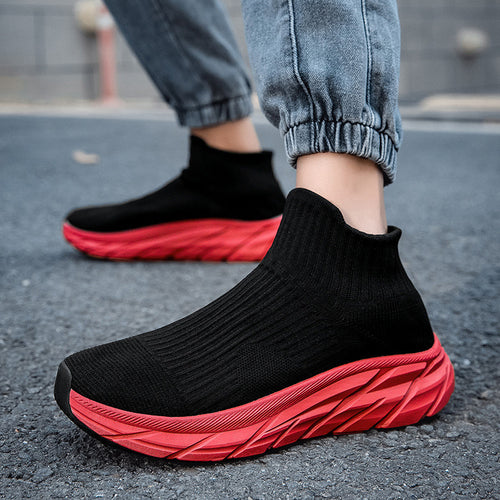Damen Sportliche Knöchelsneaker mit elastischem Strickoberteil und rutschfester Sohle EB