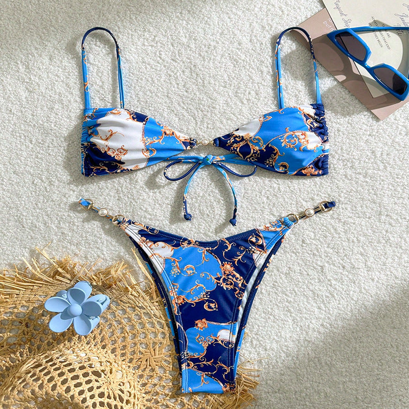 Damen Triangel-Bikini mit dekorativen Schmuckdetails EB