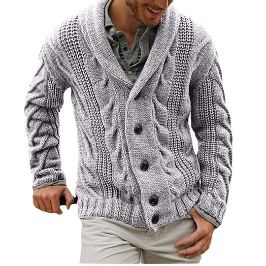 Herren Strickjacke mit grobem Muster und elegantem Revers EB