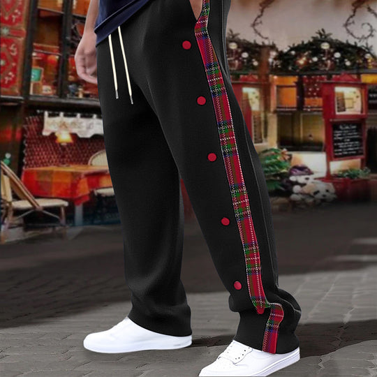 Herren Sportliche Freizeit-Jogginghose mit verstellbarem Kordelzug und dekorativen Knöpfen EB