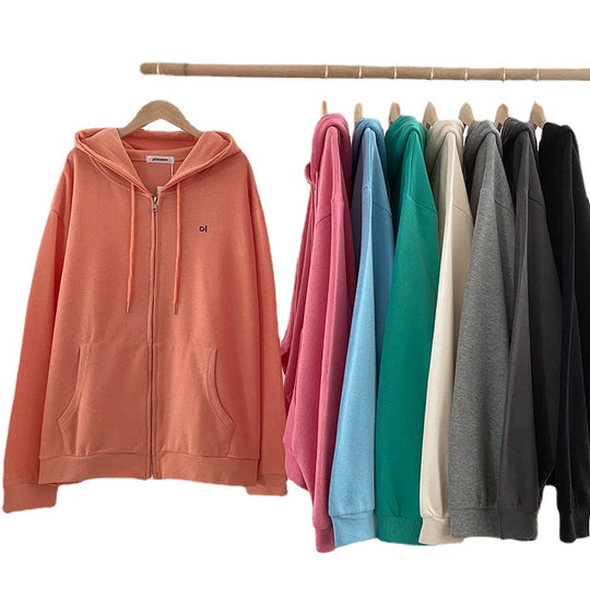 Damen lässiger Kapuzenpullover mit durchgehendem Reißverschluss und praktischen Eingrifftaschen EB