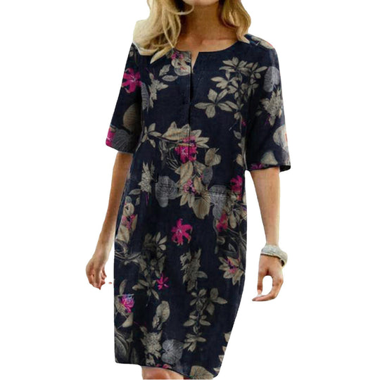 Damen Tropischer Druck Shiftkleid EB