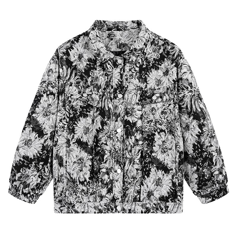 Damen modische Blousonjacke mit floralem Muster EB