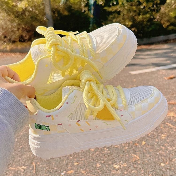 Damen Sportliche Sneakers mit buntem Pudding-Design und extra bequemer Dämpfung EB