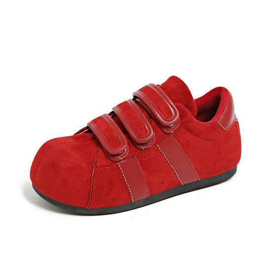 Damen modische Sneaker mit breiten Klettverschlüssen aus weichem Wildleder EB