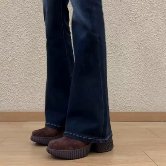 Damen modische Stiefeletten im angesagten Design mit erhöhter Laufsohle EB