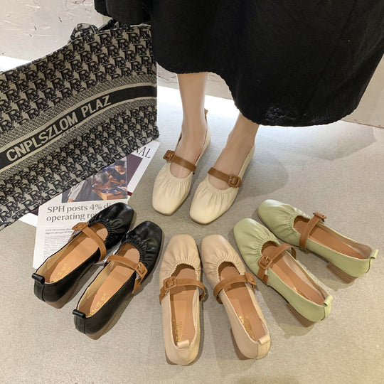 Damen Ballerinas mit modischem Riemchen-Design und bequemem Fußbett EB