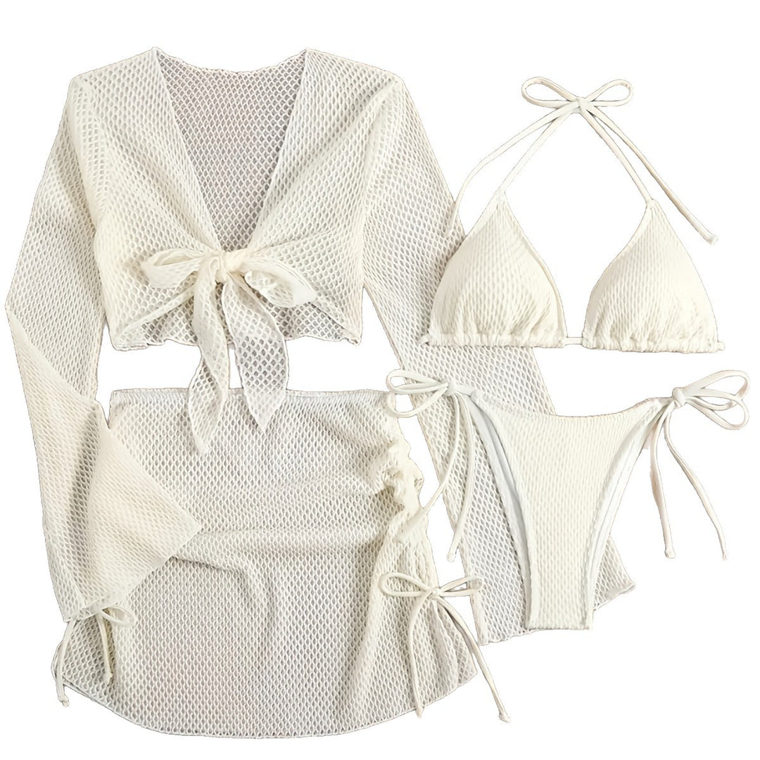 Damen luftiger Netz-Bikini mit sportlichem Cover-Up EB