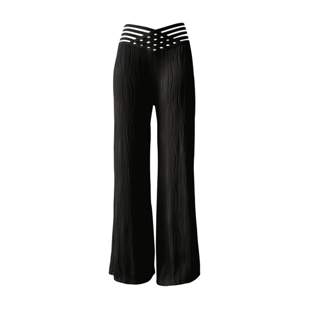 Damen Palazzo-Hose mit moderner Rippstruktur und hohem Bund EB