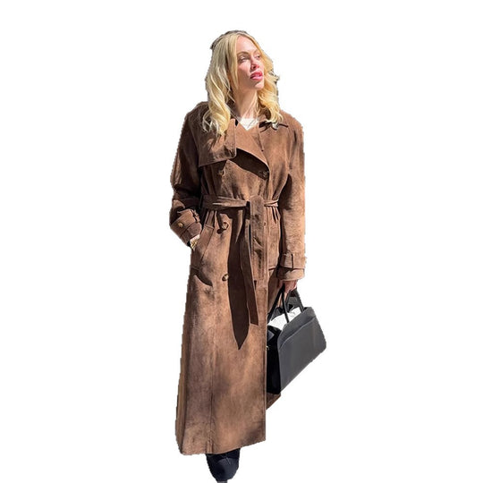 Damen Langmantel aus softem Wildleder EB