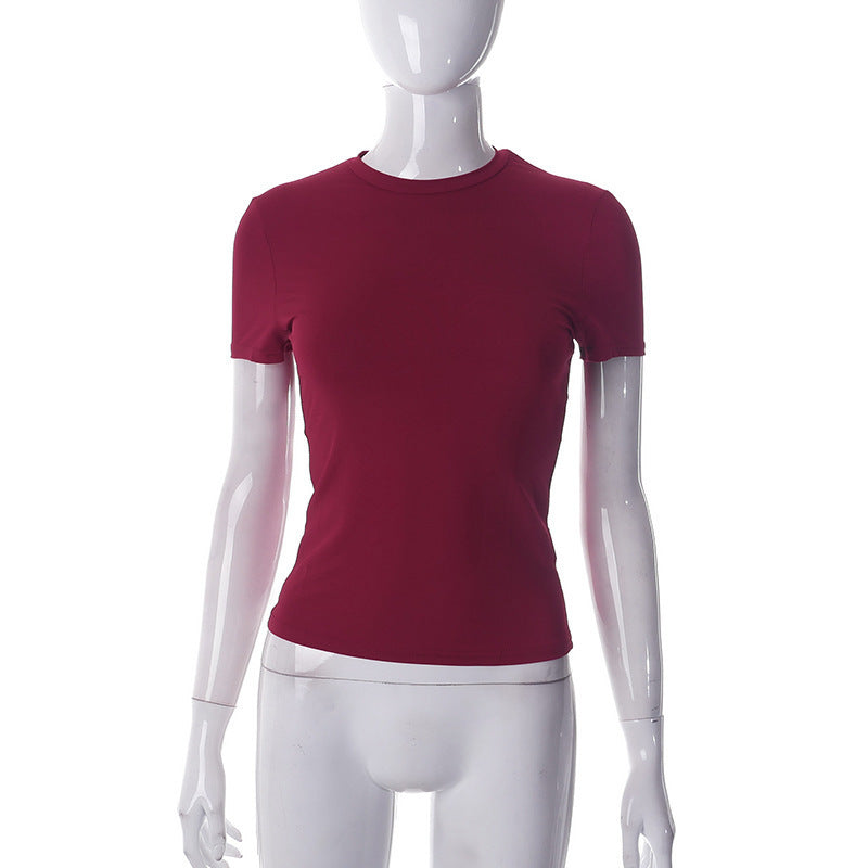 Damen Figurbetontes Kurzarm-T-Shirt mit hochqualitativem Stretch-Material EB