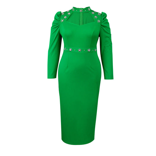Damen Elegantes Kleid mit asymmetrischen Cut-Outs und blumigen Akzenten EB
