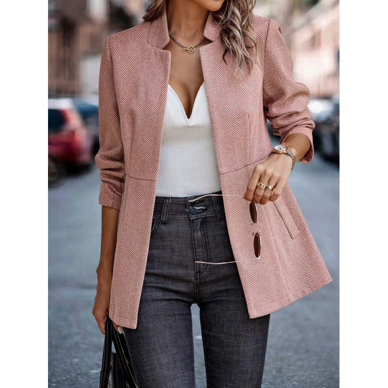 Damen modischer gesteppter Blazer mit lässigem Schnitt und eleganter Kragenform EB