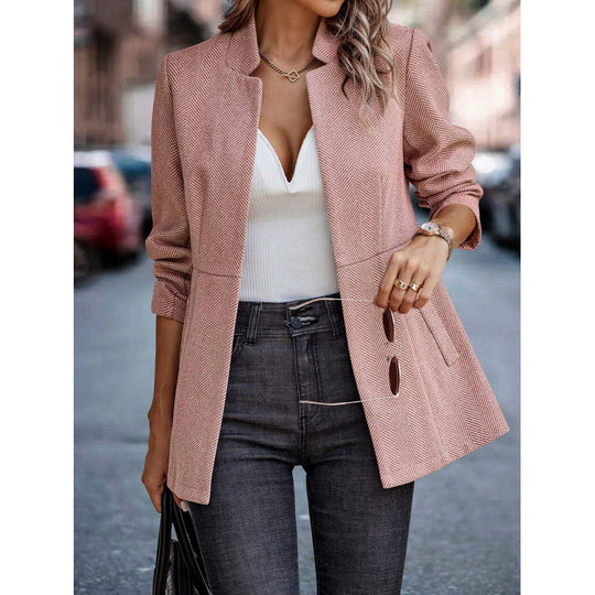 Damen modischer gesteppter Blazer mit lässigem Schnitt und eleganter Kragenform EB