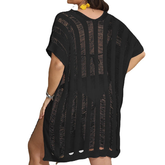 Damen luftiger Beach-Kaftan mit feinem Streifenmuster EB