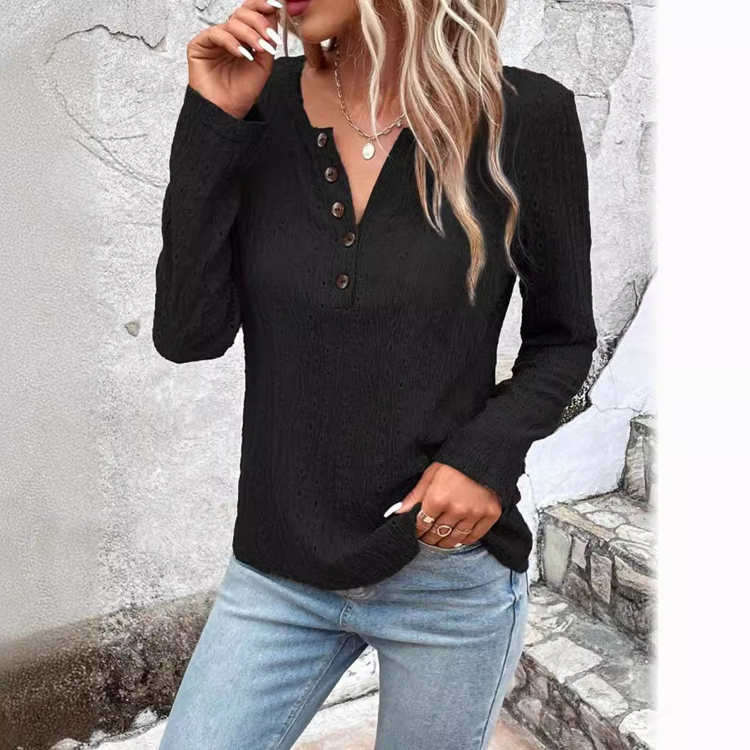 Damen Strukturierter Pullover mit Knopfdetails EB