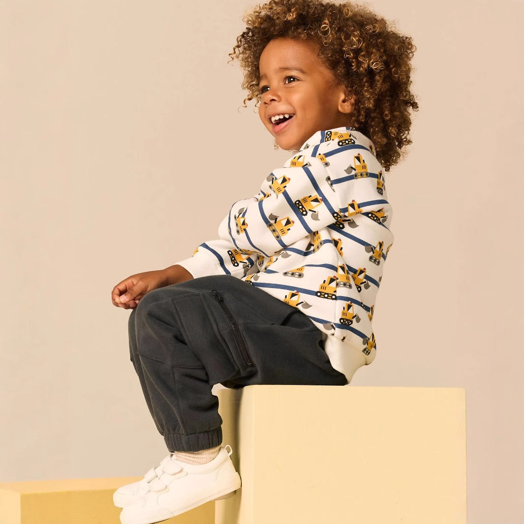 Kinder Sweatshirt mit lustigem Baustellenmuster EB