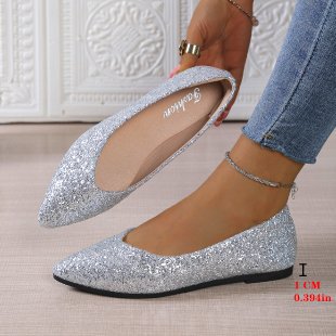 Damen Glitzernde Ballerinas mit spitzem Zehenbereich EB