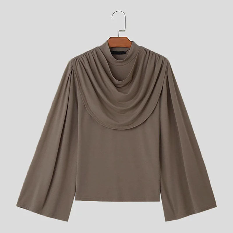 Damen Stilvolle Bluse mit Drapierung und weitem Arm EB