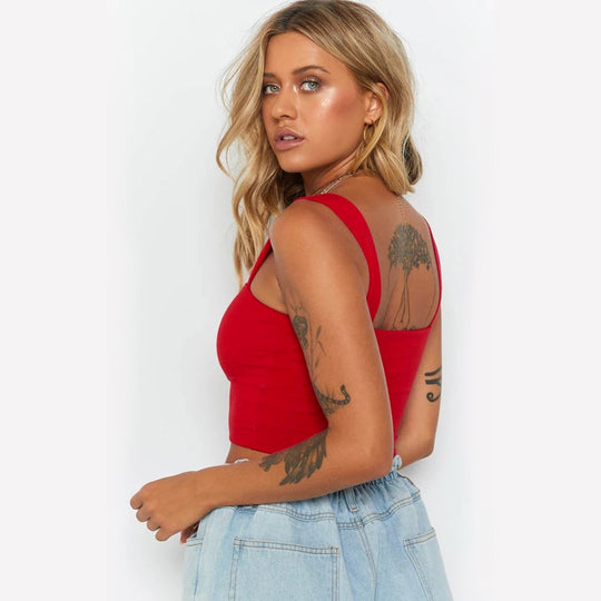Damen Figurbetontes Crop-Top mit breiten Trägern EB