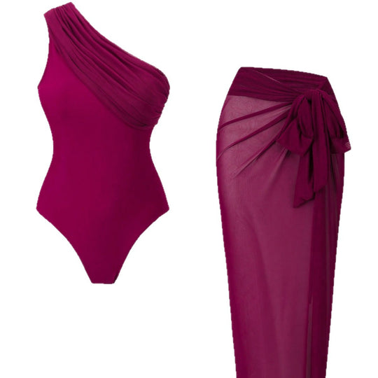 Damen elegantes One-Shoulder Badeanzug Set EB