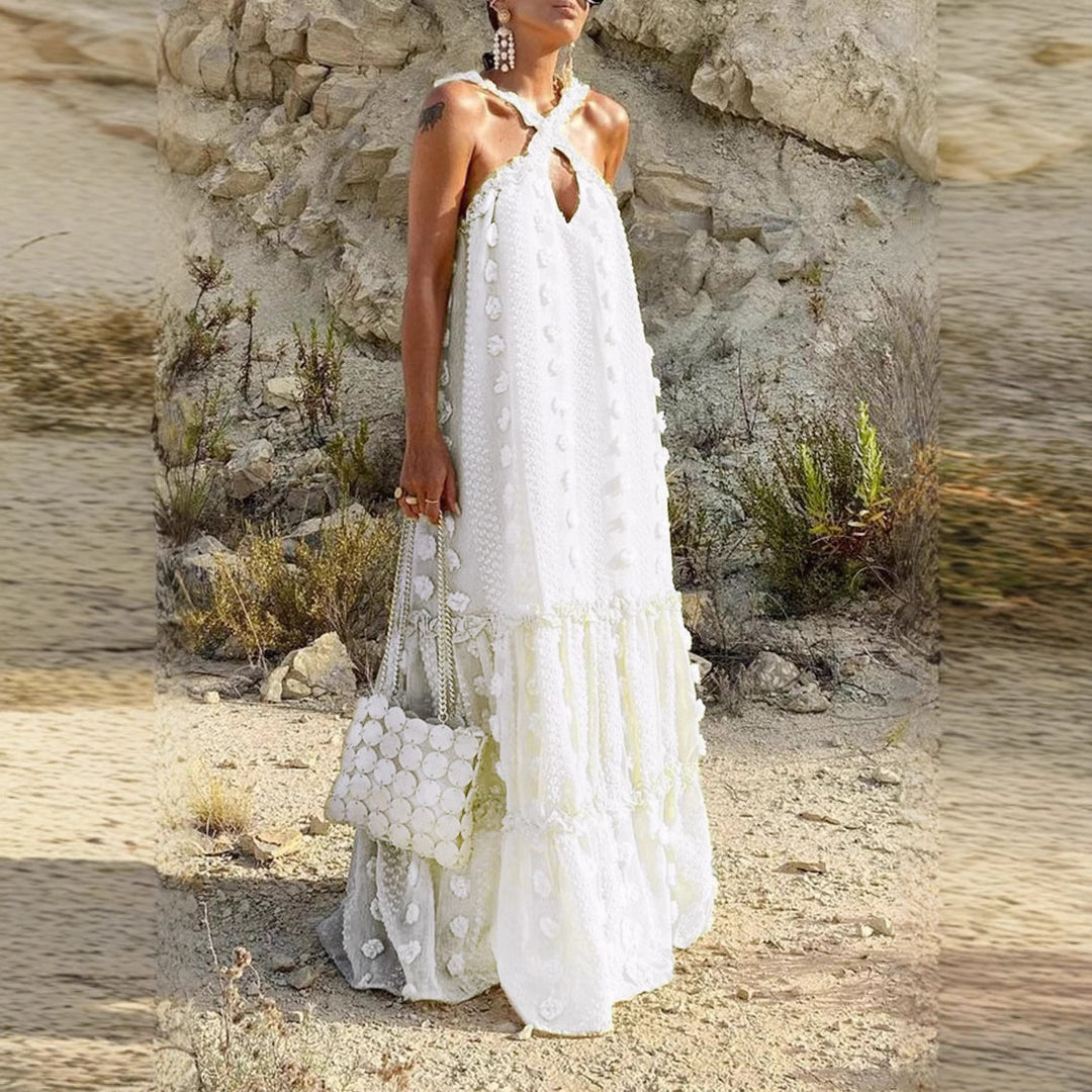 Damen Maxi-Kleid mit verspielten Rüschendetails und floralem Muster EB
