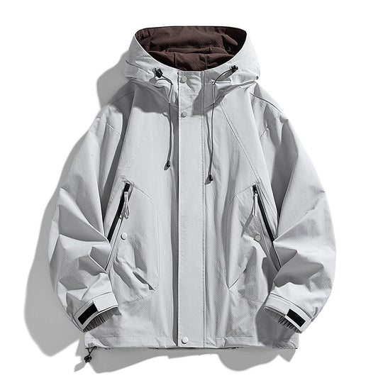 Unisex leichte winddichte Outdoorjacke mit Kapuze, wasserabweisender Außenhülle und verstellbarem Saum EB