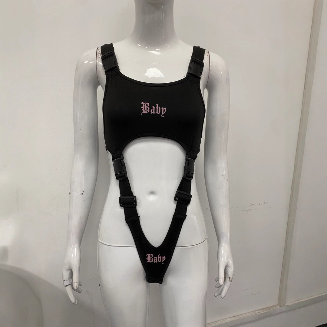 Damen Wickelbody mit einzigartigem Design und verstellbaren Riemen EB