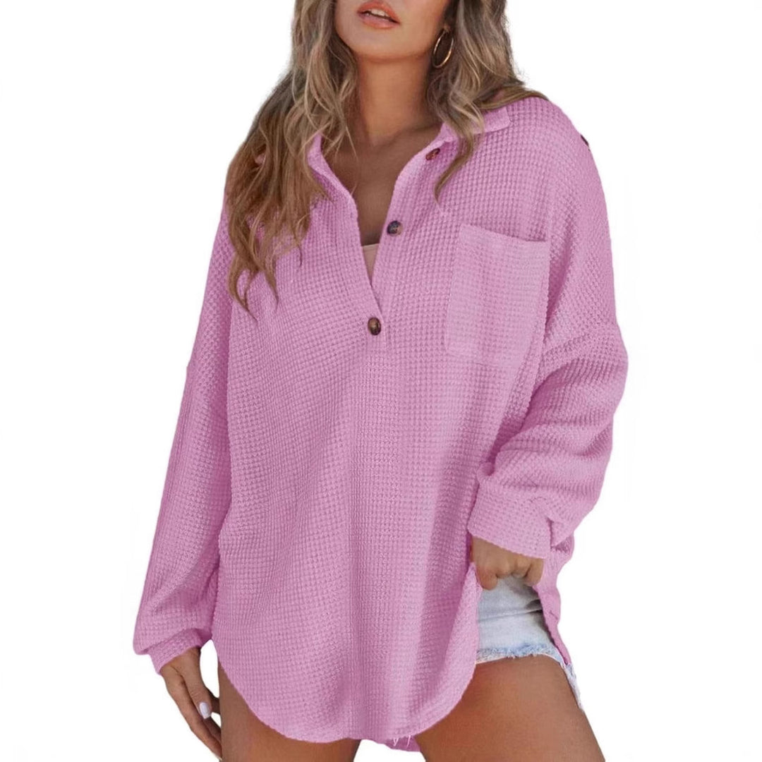 Damen Oversized Baumwollhemd mit Knopfleiste und Brusttasche EB