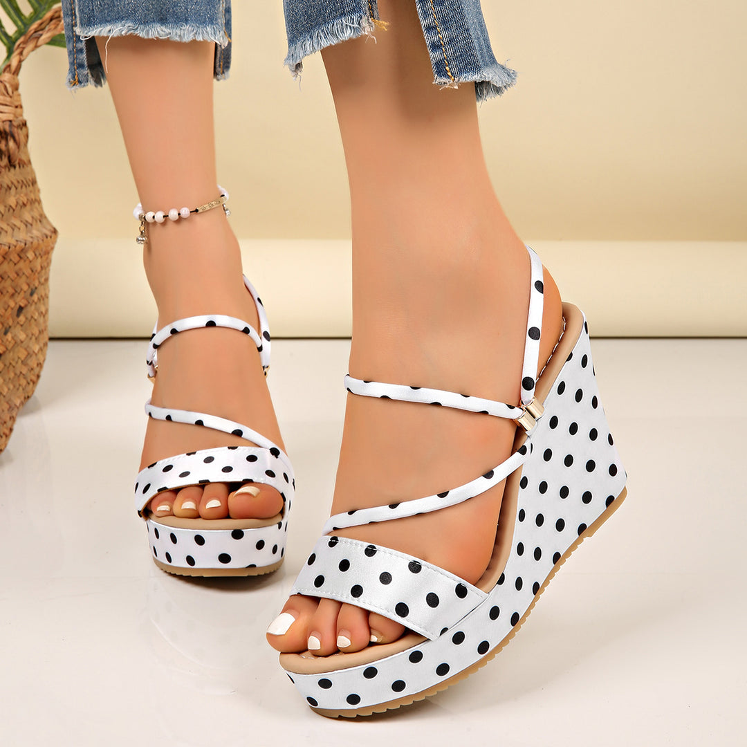 Damen Wedge-Sandalen mit modischem Punktedesign EB