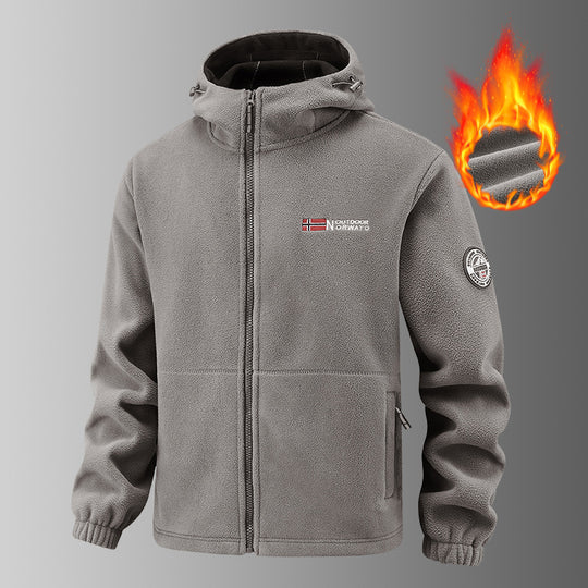Herren wärmende Fleece-Kapuzenjacke mit Thermofutter, Reißverschlusstaschen und elastischen Bündchen EB