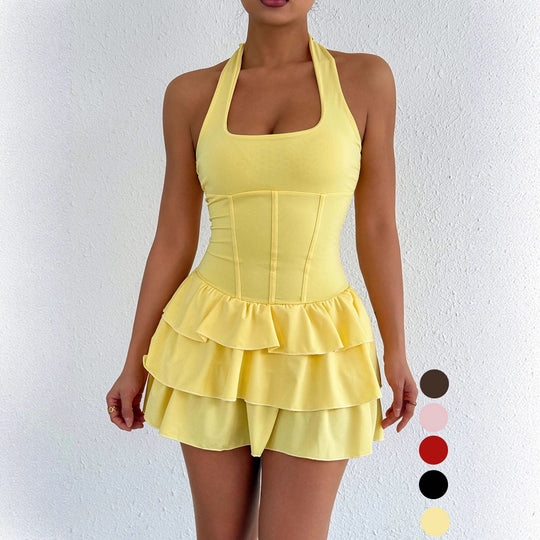Damen Rüschenkleid mit trägerlosem Design und Figur formendem Schnitt EB