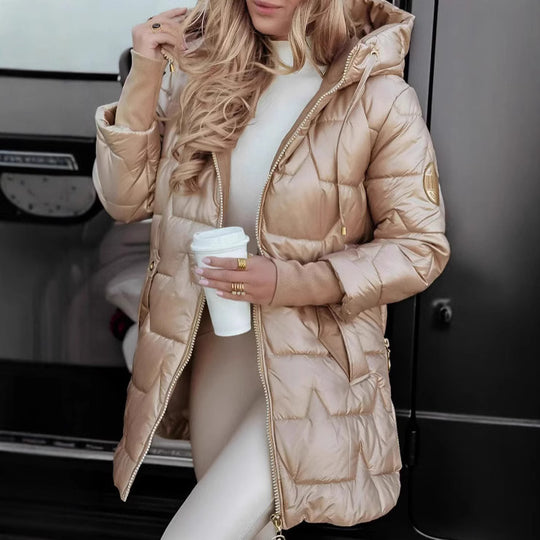 Damen Integrierte Kapuzenjacke mit steppendem Design EB