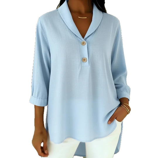 Damen Elegantes Hemd mit modernem Kragen und Knopfdetails EB