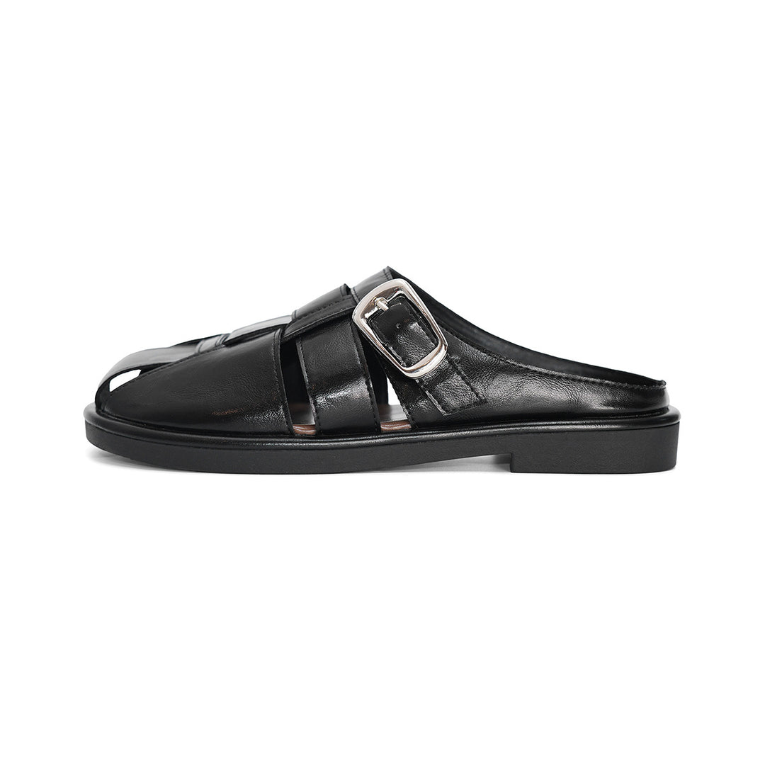 Damen elegante offene Clogs mit modischem Schnallen-Design EB
