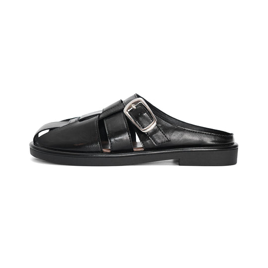 Damen elegante offene Clogs mit modischem Schnallen-Design EB
