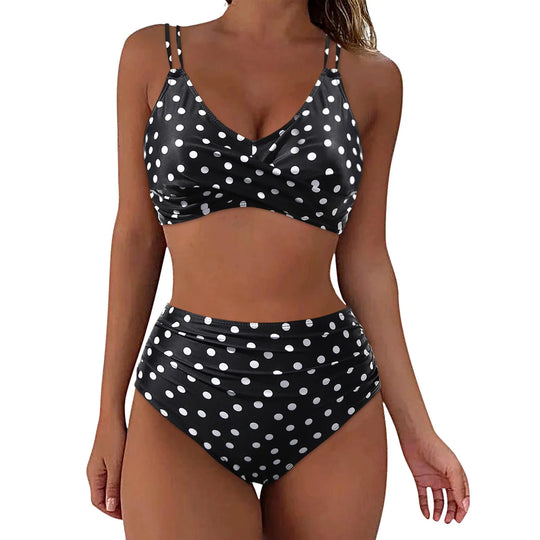 Damen Trendiger Hochschnitt-Bikini mit Raffung EB