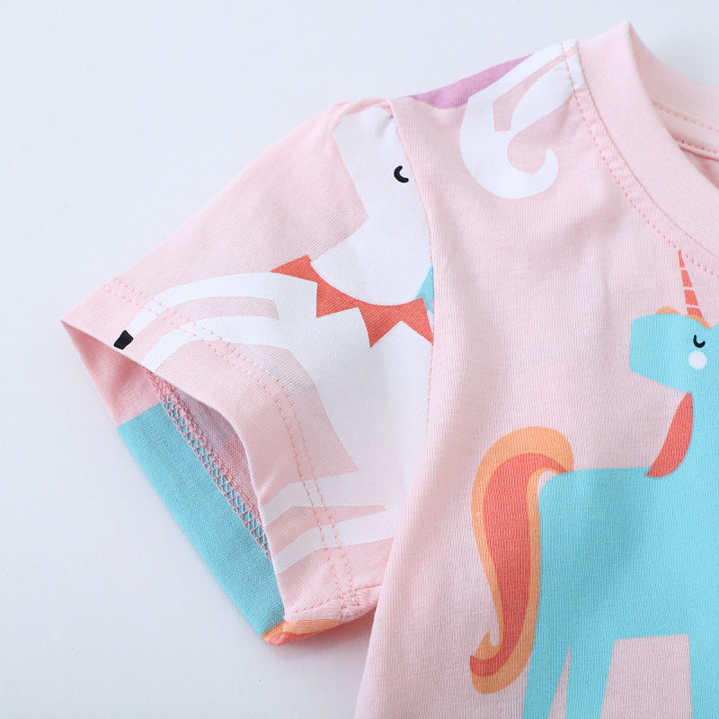 Mädchen T-Shirt mit buntem Einhorn-Design EB