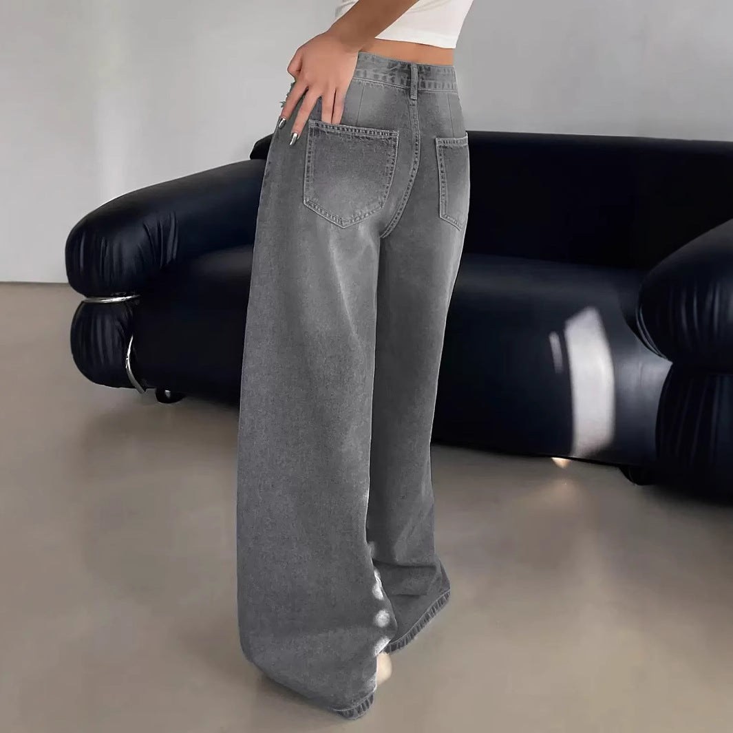 Damen Weite Jeanshose im lässigen Urban-Style mit hohem Taillenbund EB
