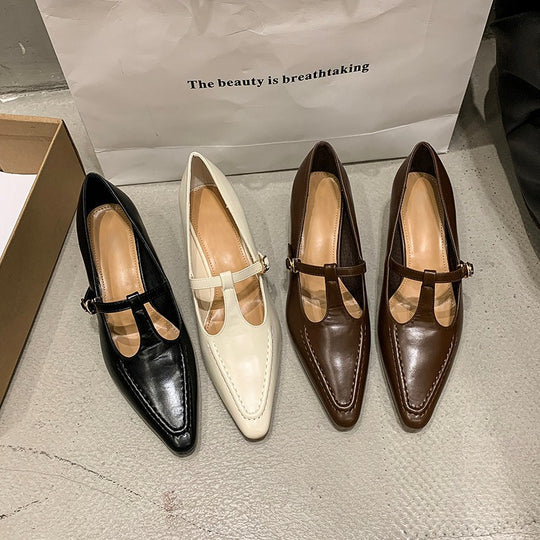 Damen Ballerinas mit elegantem Riemchen und spitzem Zehenbereich EB