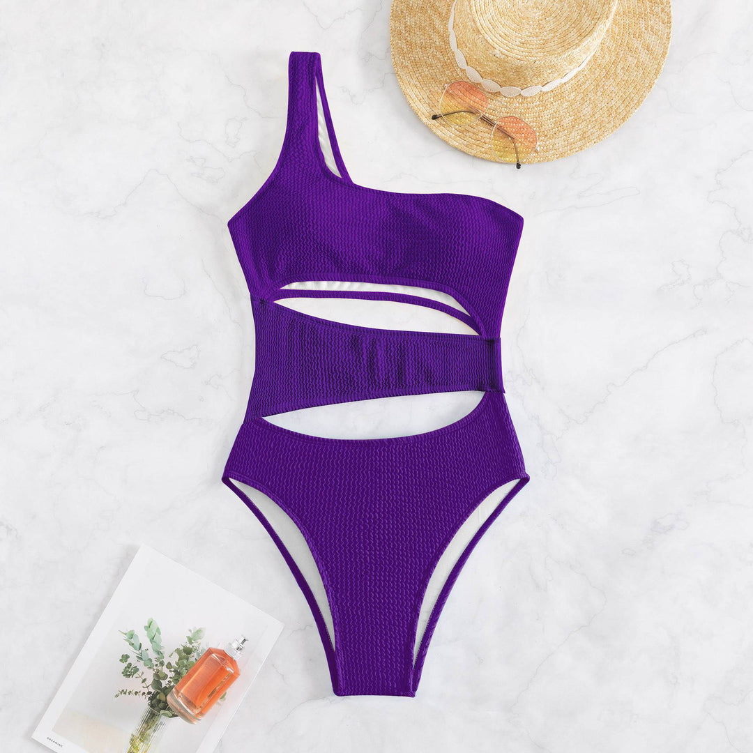 Damen Einteiler Badeanzug mit asymmetrischem Design und trendigen Cut-Outs EB