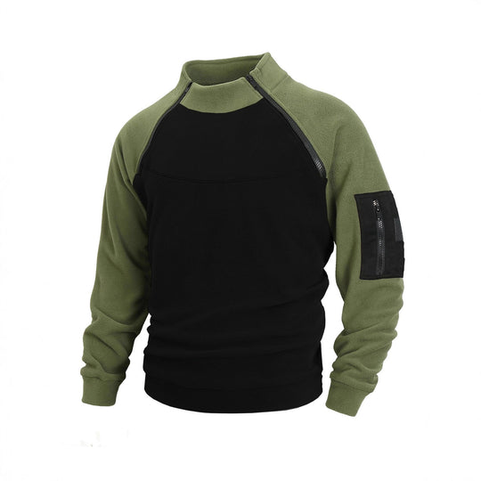Herren nan technischer Fleece-Halbzip-Pullover mit asymmetrischen Schulterreißverschlüssen und Reißverschluss-Ärmeltasche EB