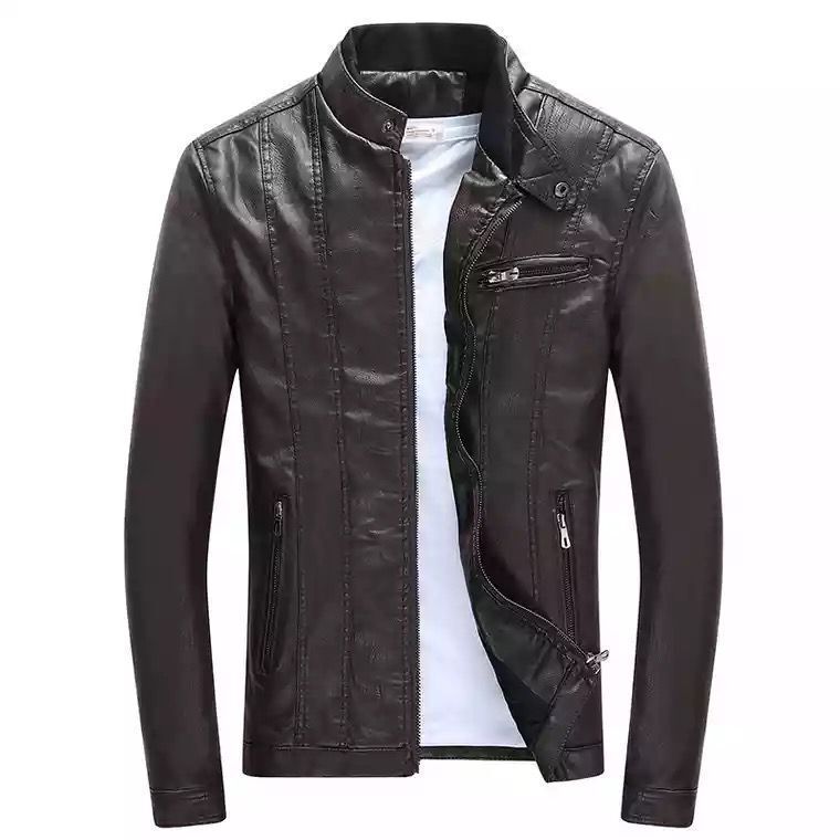 Herren trendige Kunstlederjacke mit feinen Steppdetails EB