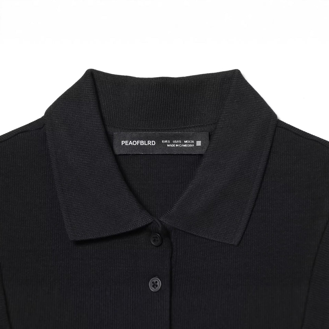 Damen Polo-Kleid mit schwingendem Rock und klassischem Kragen EB